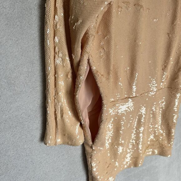 Revolve L\'Academie Women's Sz Large Sequin Dress Swiftie Light Peach Nude